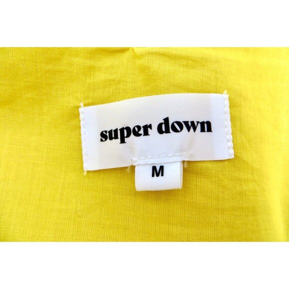 NEW! Revolve Superdown Tawny Wrap Linen Blend Mini Dress Yellow SZ M - Picture 8 of 9